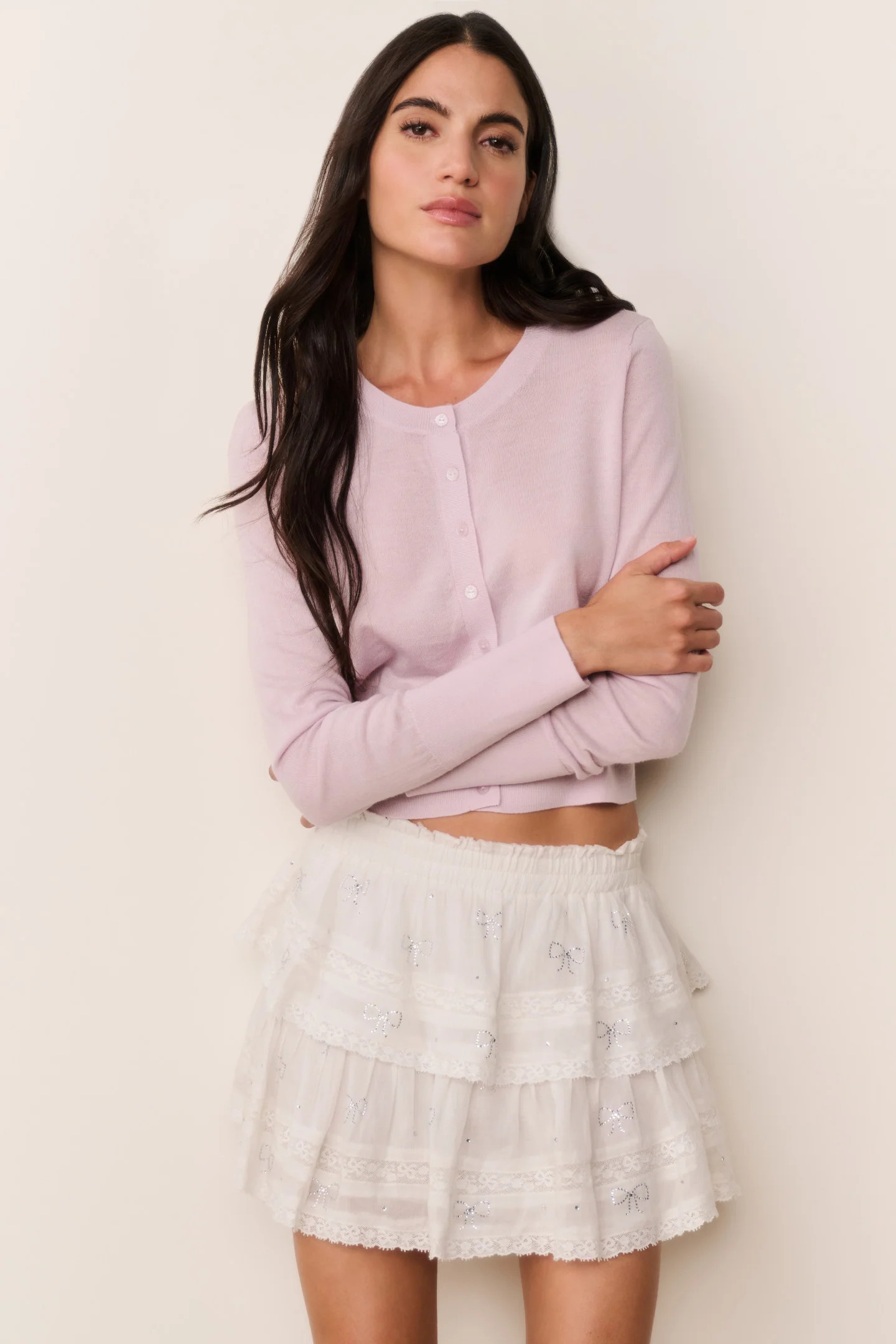 Ruffle Mini Crystal Bow Skirt | LoveShackFancy