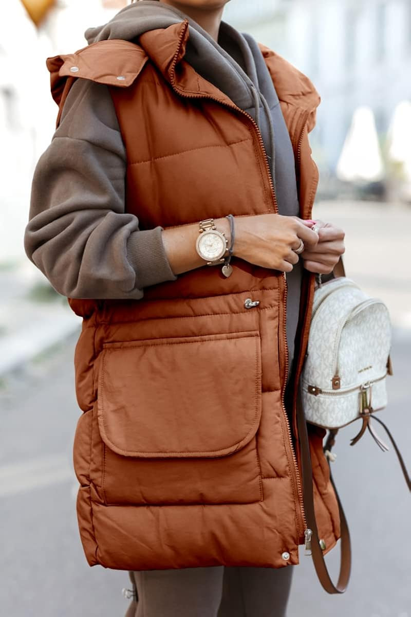 Womens Hooded Lightweight Quilted Cotton Outwear Vest Waterproof Padded Sleeveless Jackets Gilet ... | Amazon (US)