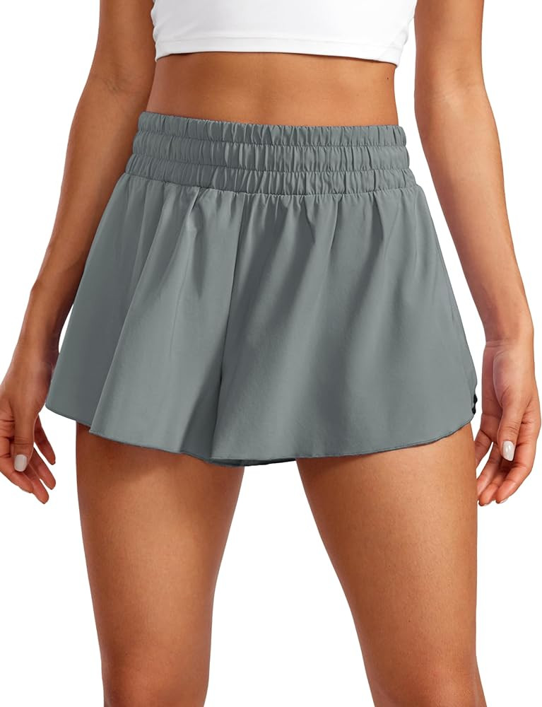 CRZ YOGA 2 in 1 Flowy Running Shorts for Women High Waisted Quick Dry for Athletic Gym Lounge Wor... | Amazon (US)