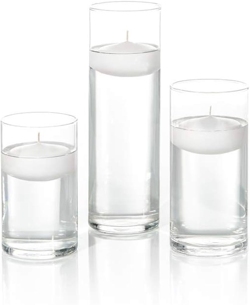 Yummi Set of 36 Floating Candles and Cylinder Vases - White | Amazon (US)