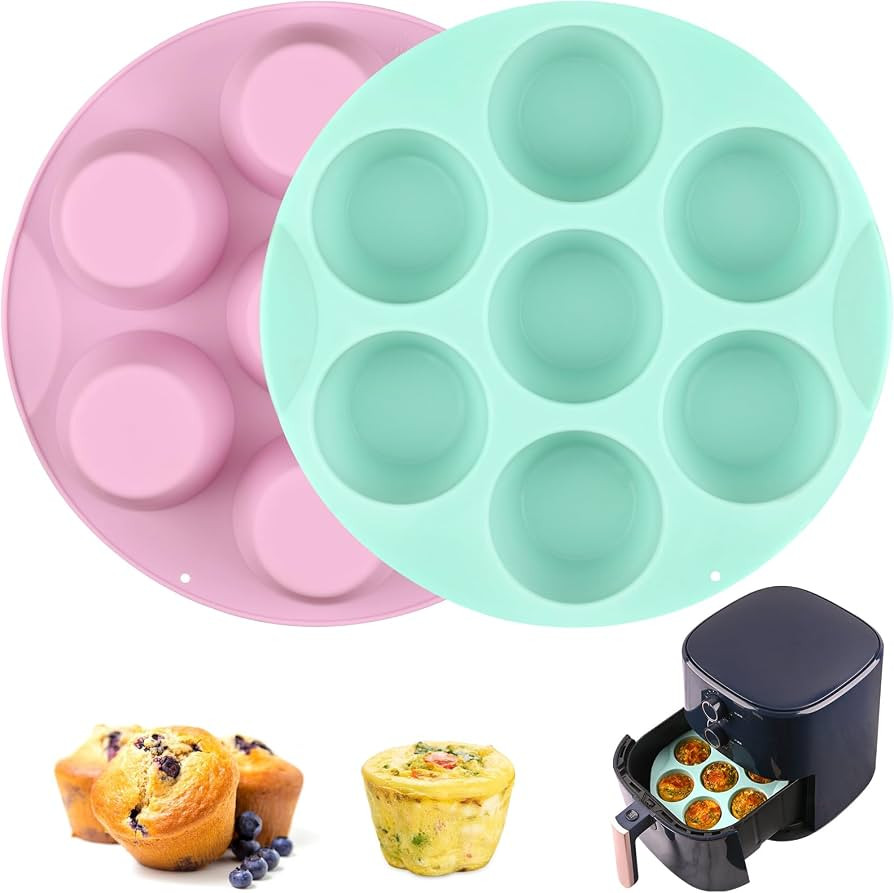 Sakolla 2 Pack Silicone Egg Bite Molds for Air Fryer, Nonstick 7 Cups Air Fryer Muffin Pan for Ba... | Amazon (US)