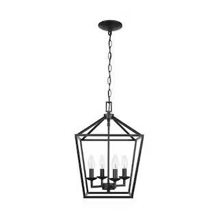 Weyburn 4- Light Bronze Caged Farmhouse Chandelier for Kitchen | The Home Depot