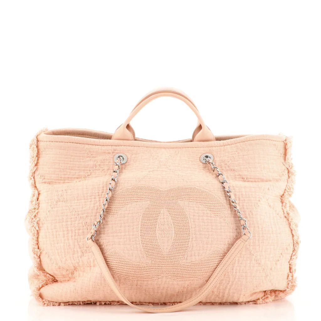 Chanel Double Face Deauville Tote Fringe Quilted Canvas Large Pink 1531812 | Rebag