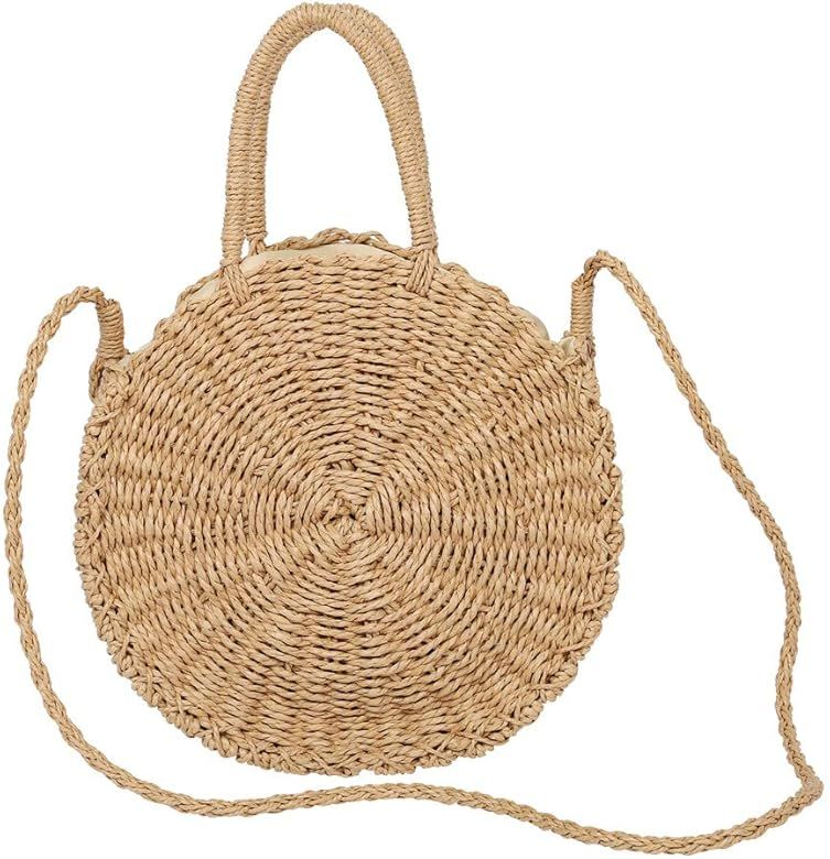 Large Straw Beach Bag with Inner Pouch by Hera Amour | Crossbody Summer Beach Tote with Top Handles  | Amazon (US)