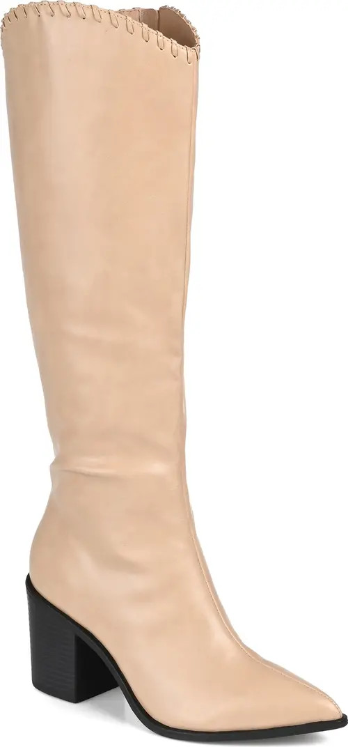 Daria Whipstitch Tall Vegan Leather Western Boot - Extra Wide Calf (Women) | Nordstrom Rack