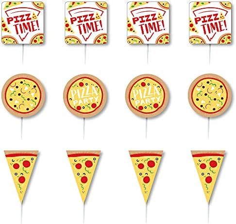 Big Dot of Happiness Pizza Party Time - Dessert Cupcake Toppers - Baby Shower or Birthday Party C... | Amazon (US)