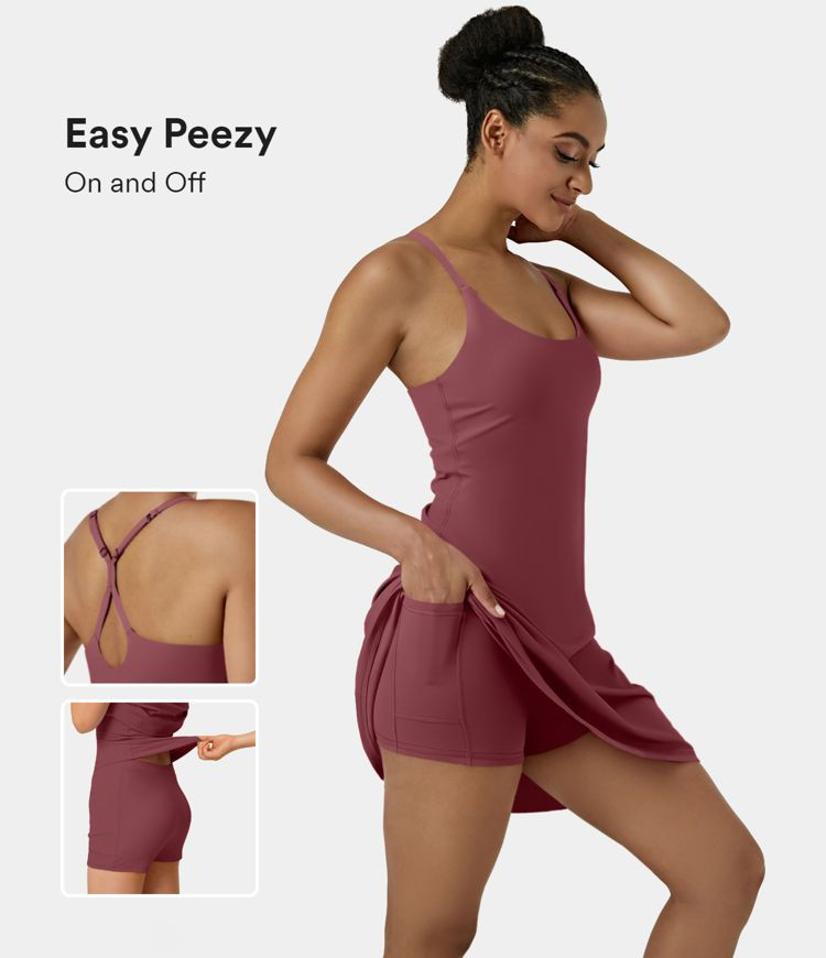 Softlyzero™ Airy Backless Cut Out Adjustable Strap 2-in-1 Pocket Cool Touch Longer Yoga Active ... | HALARA