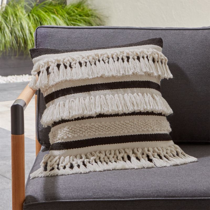 Mohave Fringe Outdoor Pillow + Reviews | Crate and Barrel | Crate & Barrel