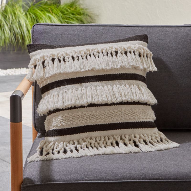 Mohave Fringe Outdoor Pillow + Reviews | Crate and Barrel | Crate & Barrel