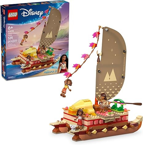 LEGO Disney Moana's Adventure Canoe Building Toy Set - Pretend Play Toy Boat for Kids, Girls & Bo... | Amazon (US)