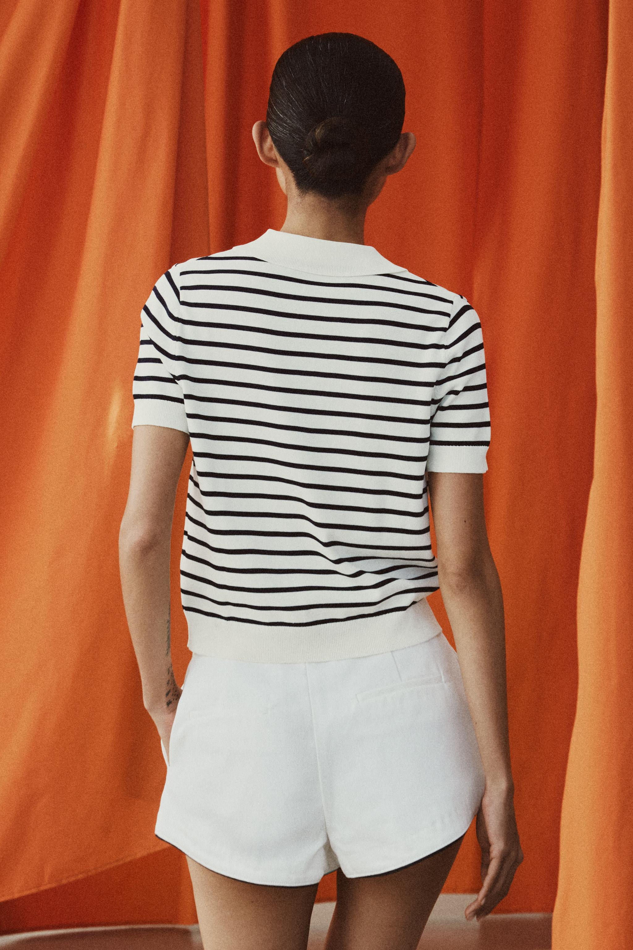 STRIPED SHORT SLEEVE KNIT POLO | Zara US