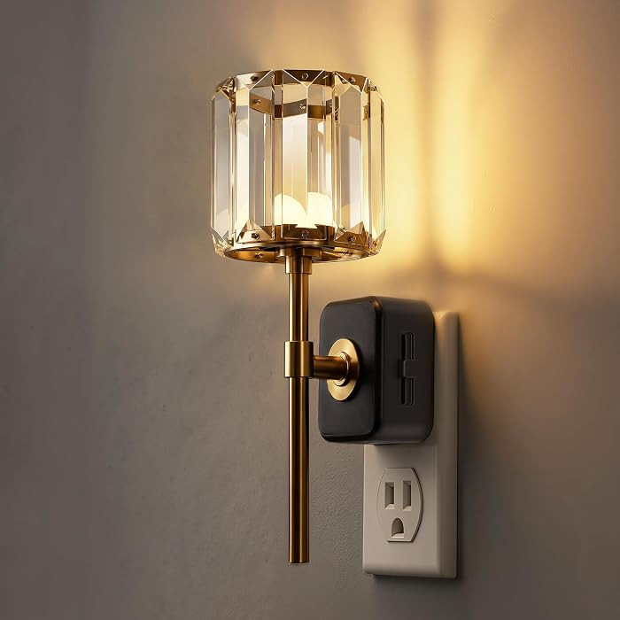 L LOHAS LED Night Lights Plug into Wall,Crystal Acrylic Cylinder Nightlight | Amazon (US)
