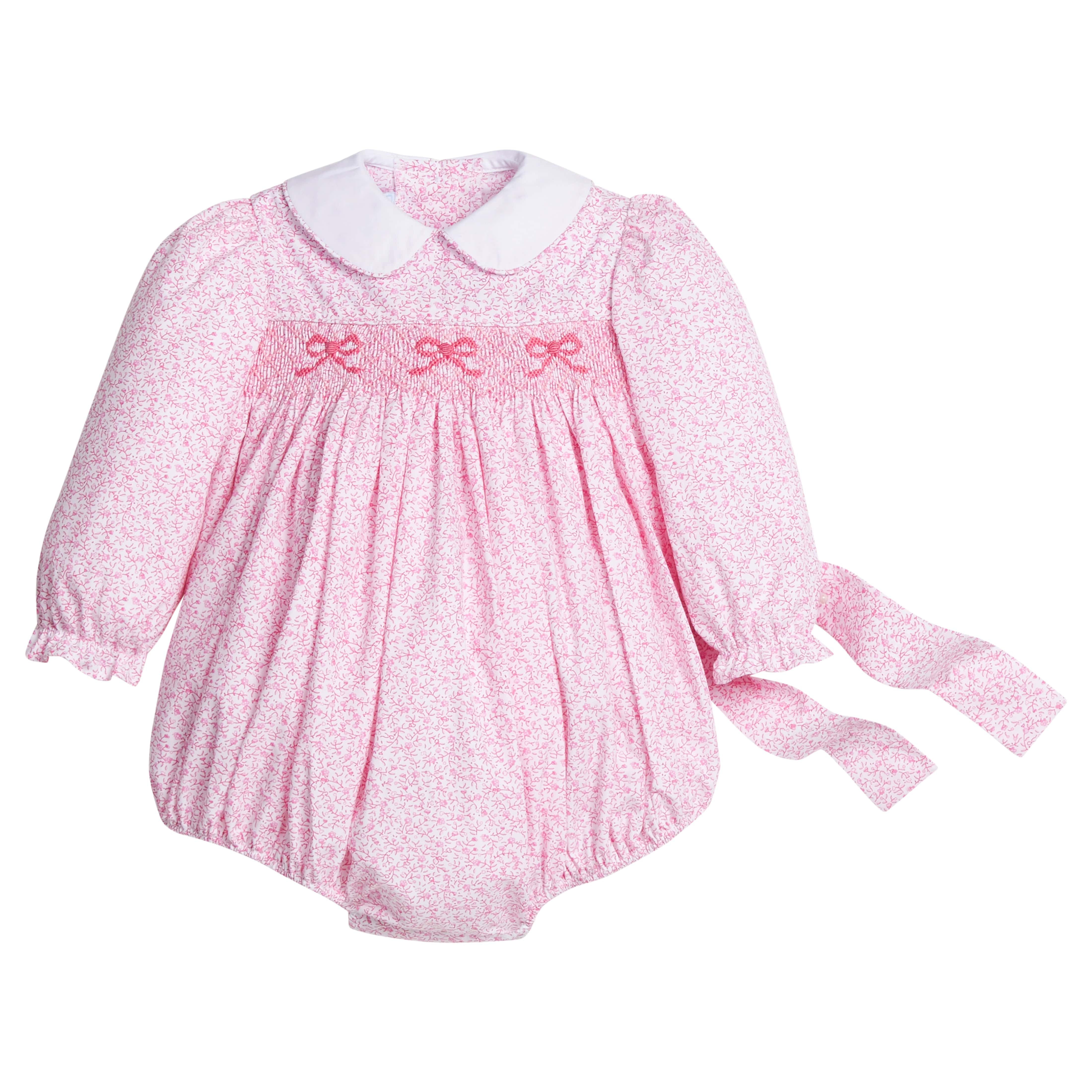 Smocked Natalie Bubble - Pink Vinings | Little English