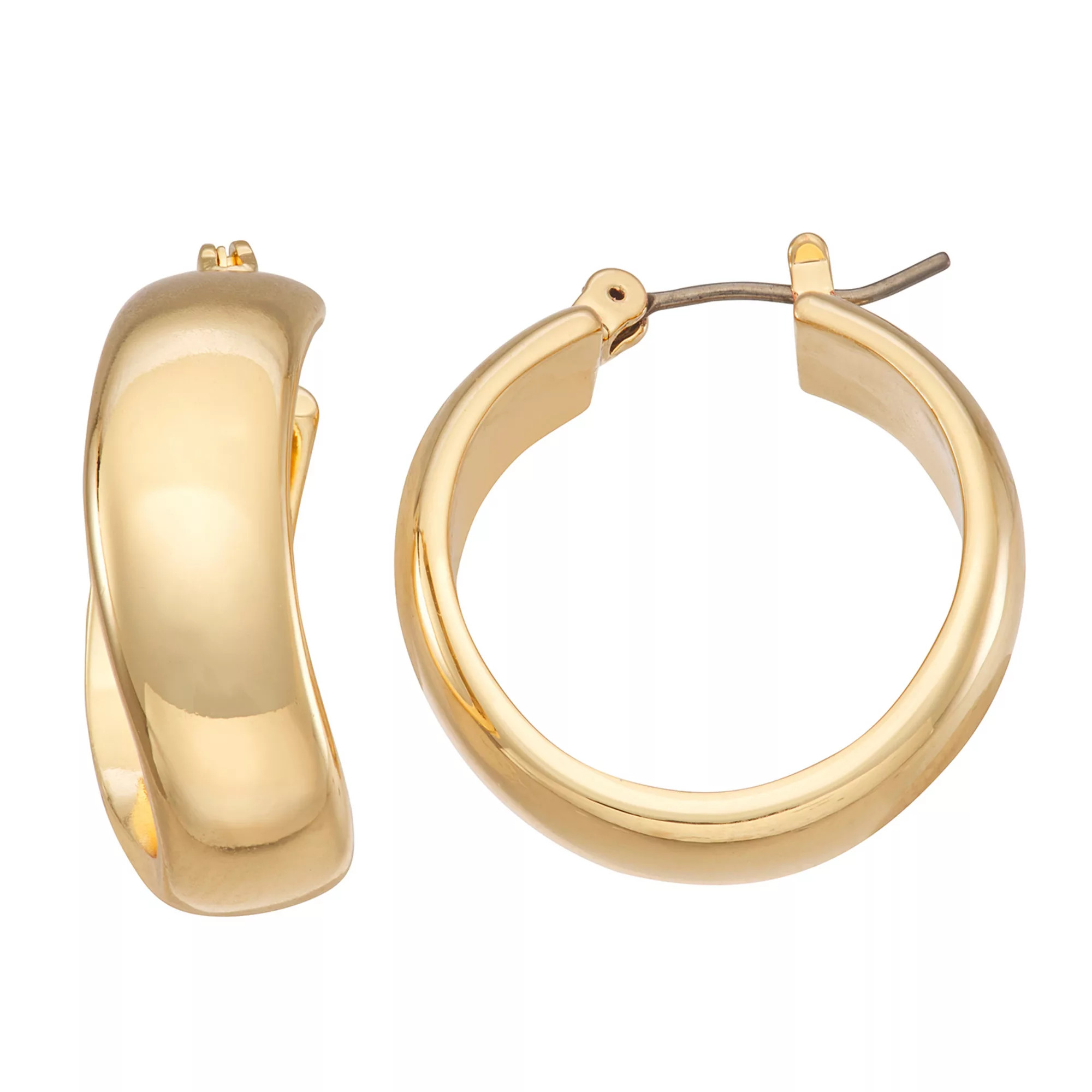 Nine West Gold Tone Wavy Hoop Earrings | Kohl's