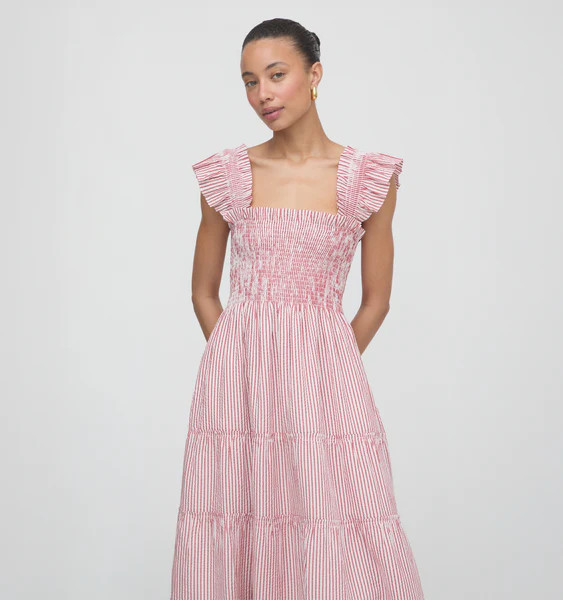 The Ellie Nap Dress - Red Ticking Stripe | Hill House Home US
