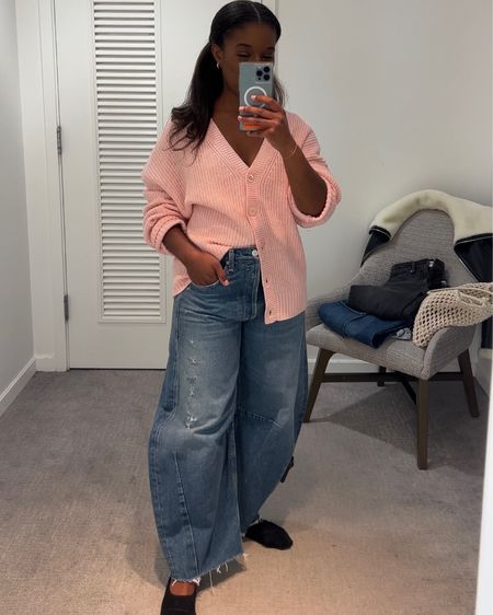 Trying on this spring’s hottest trends! Love this muted pastel pink oversized cardigan and these barrel leg jeans so much, especially in this dark denim wash!! Shop the Saks Friends & Family sale for 25% off 

#LTKSeasonal #LTKsalealert #LTKstyletip