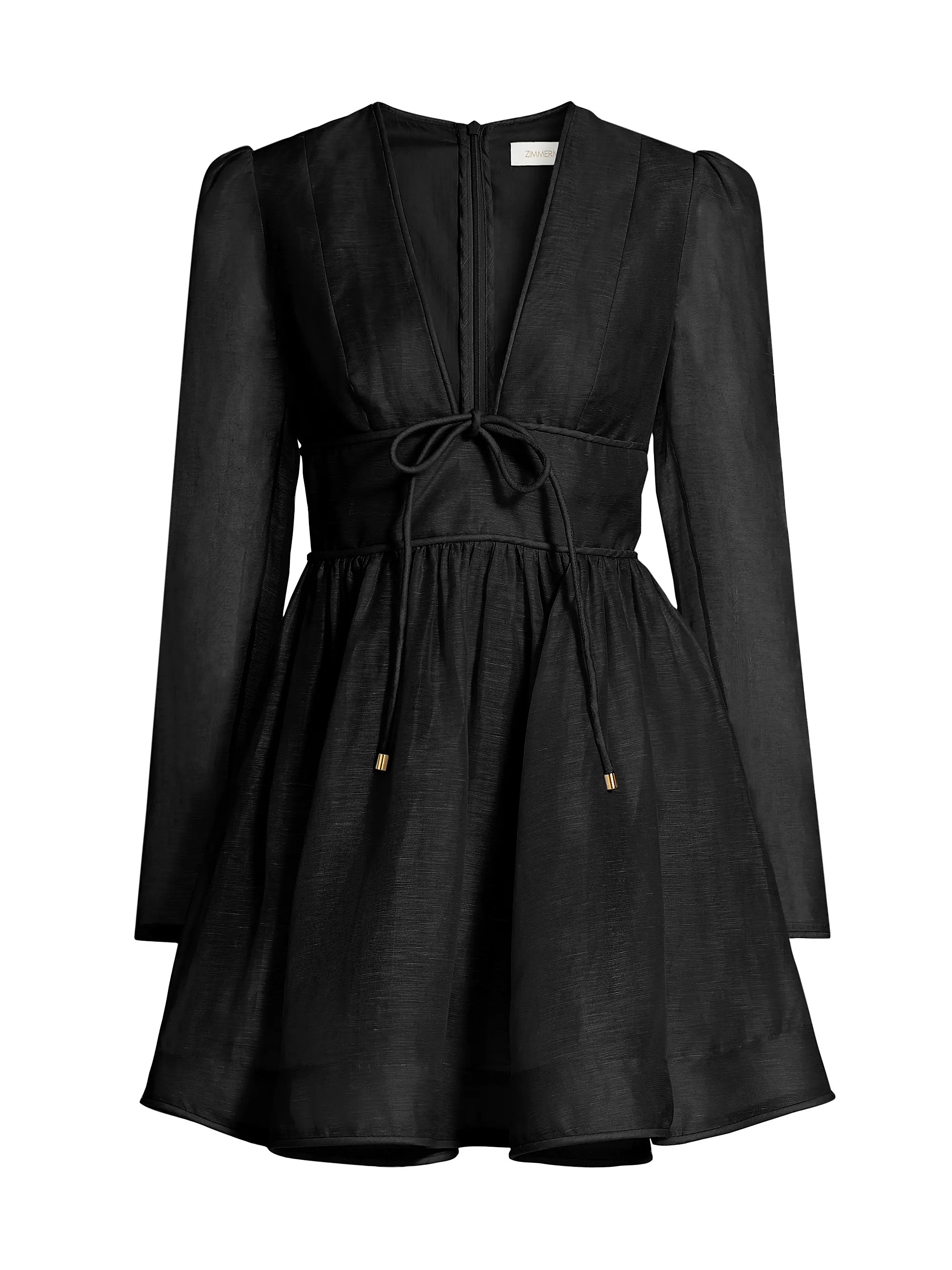 Eden Linen & Silk Plunging V-Neck Minidress | Saks Fifth Avenue