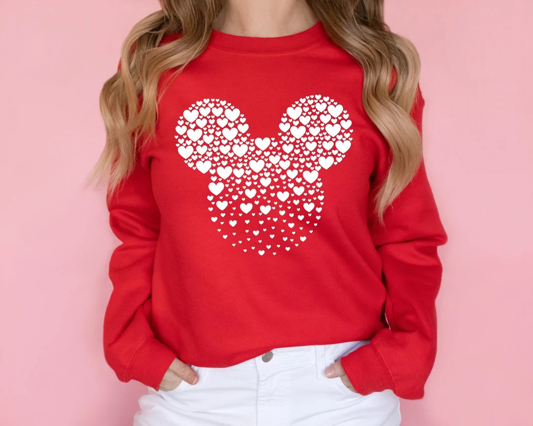 Disney Valentine Day Mickey Head Sweatshirt, Mickey Head Disney Valentine Day Sweater, Disney Val... | Etsy (US)