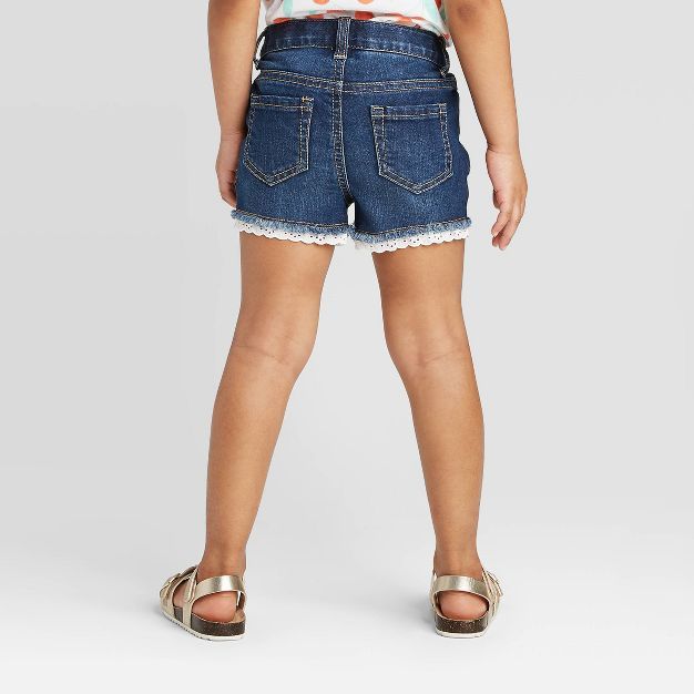 Toddler Girls' Lace Hem Jean Shorts - Cat & Jack™ Dark Wash | Target