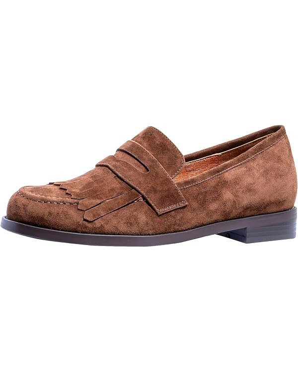 ONEENO Women's Flat Suede Fringe Loafer | Amazon (US)