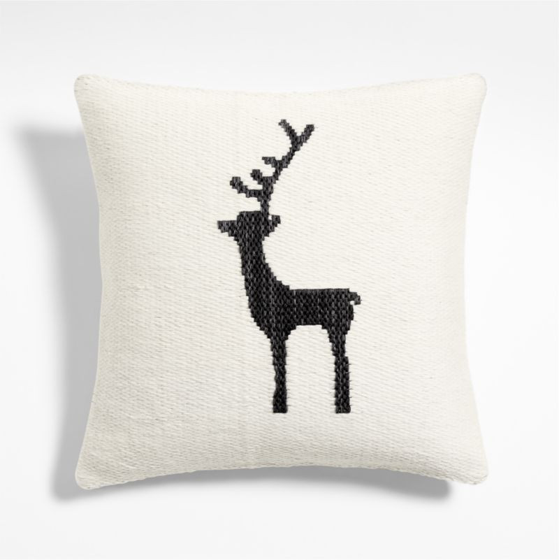Reindeer Kilim 20"x20" Ink Black and Arctic Ivory Throw Pillow Cover | Crate & Barrel | Crate & Barrel