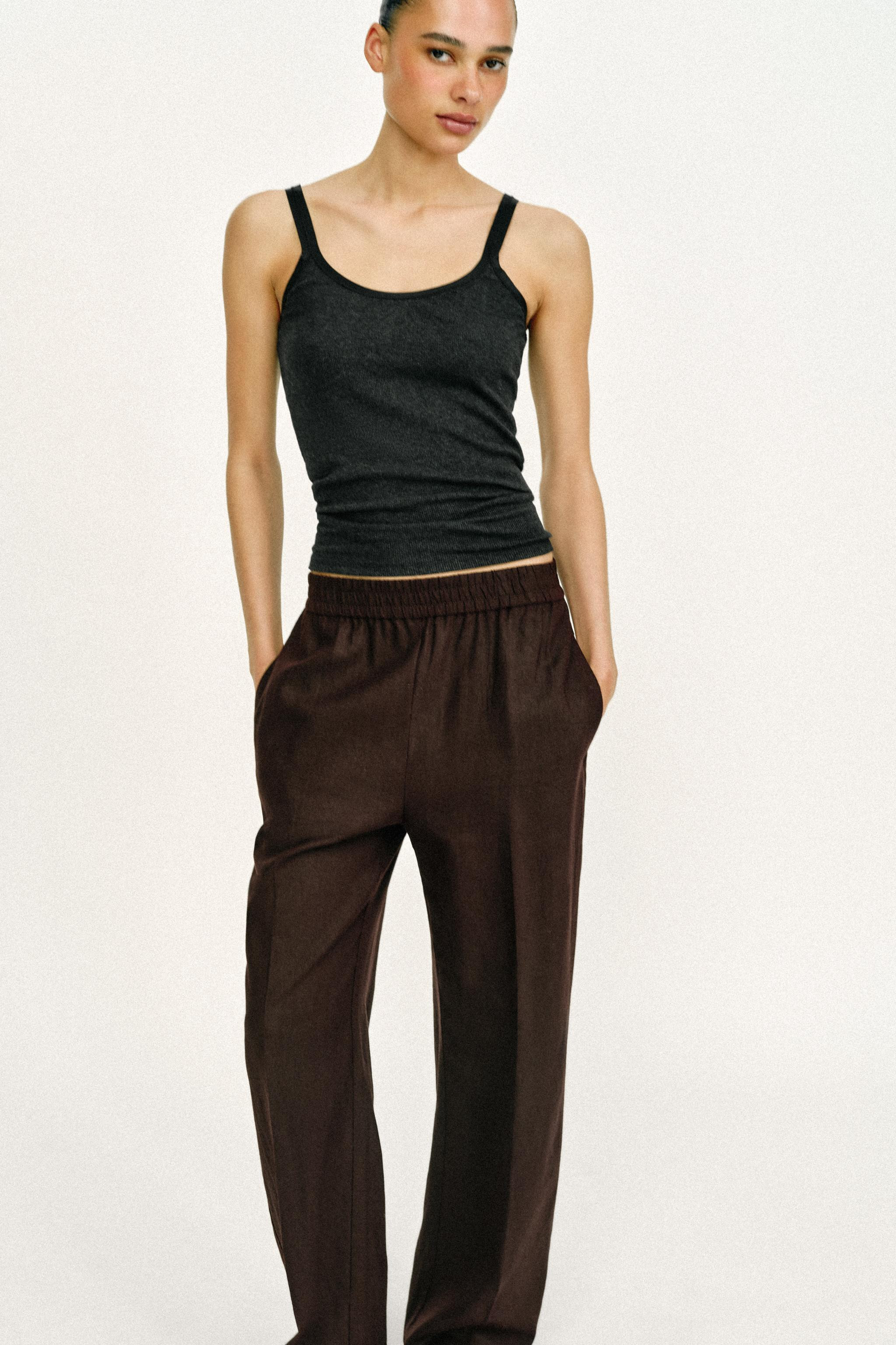 LINEN STRAIGHT LEG PANTS | Zara US