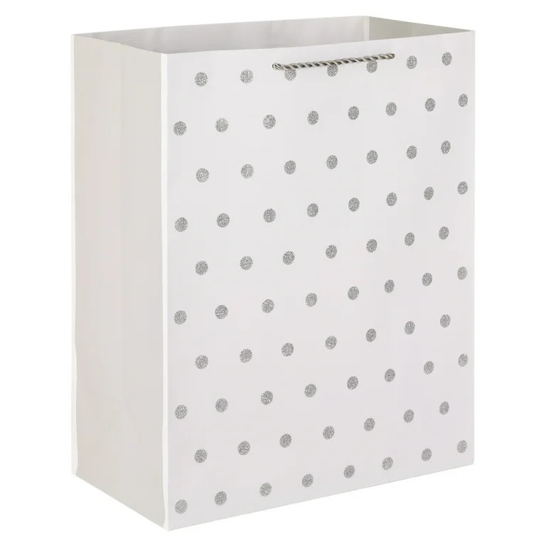 Hallmark Large Gift Bag (White with Silver Glitter Dots) | Walmart (US)