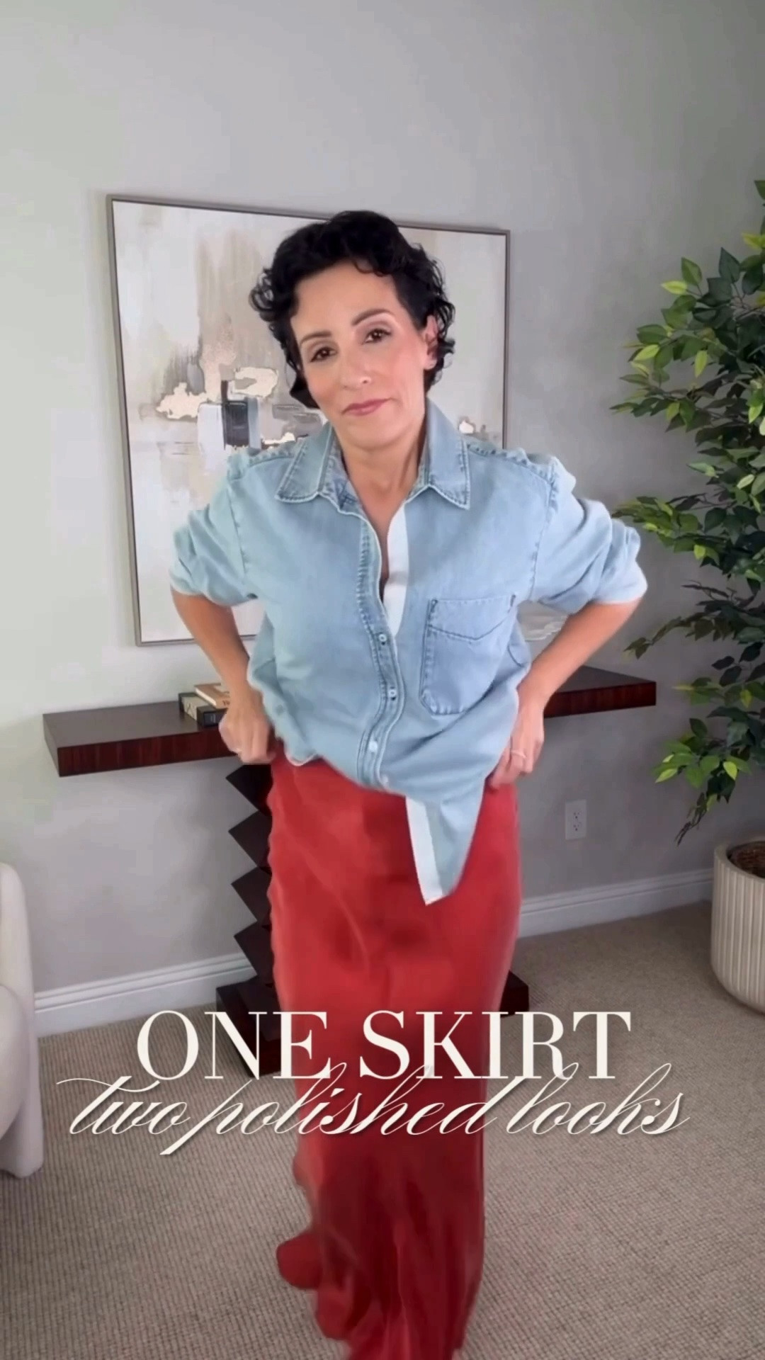 One skirt, two completely different ways to wear it. A blazer and sleek layers make it feel more tailored, while denim and a belt give it a relaxed everyday feel. I always look for pieces that can work beyond one occasion.

silk skirt outfit, skirt styling ideas, business casual outfit, blazer outfit, denim jacket outfit, versatile wardrobe, over 50 style, elevated everyday style, fall skirt outfit, wardrobe staples, outfit inspiration, StyleWithEugenia

#LTKootd #LTKgrwm #LTKOver40