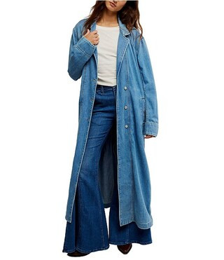 Free People We The Free Monique Notch Lapel Long Sleeve Button Front Duster | Dillard's | Dillard's