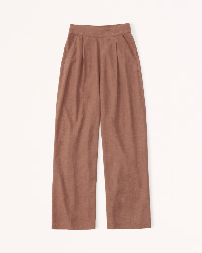Linen-Blend Pull-On Wide Leg Pants | Abercrombie & Fitch (UK)