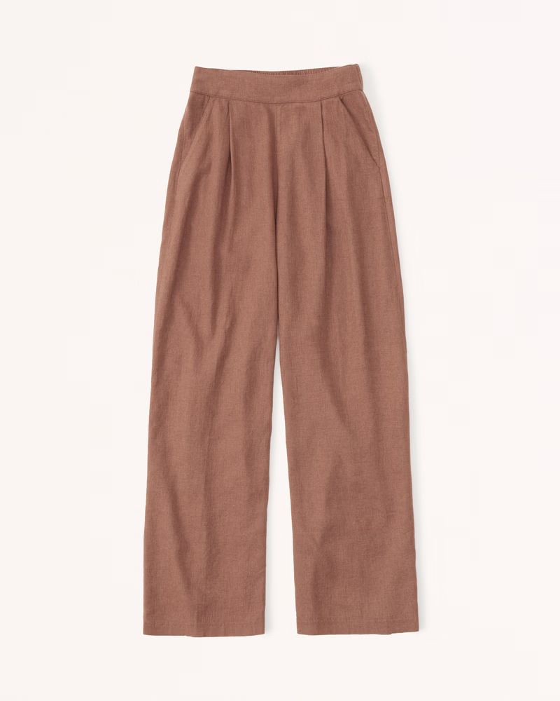 Linen-Blend Pull-On Wide Leg Pants | Abercrombie & Fitch (US)