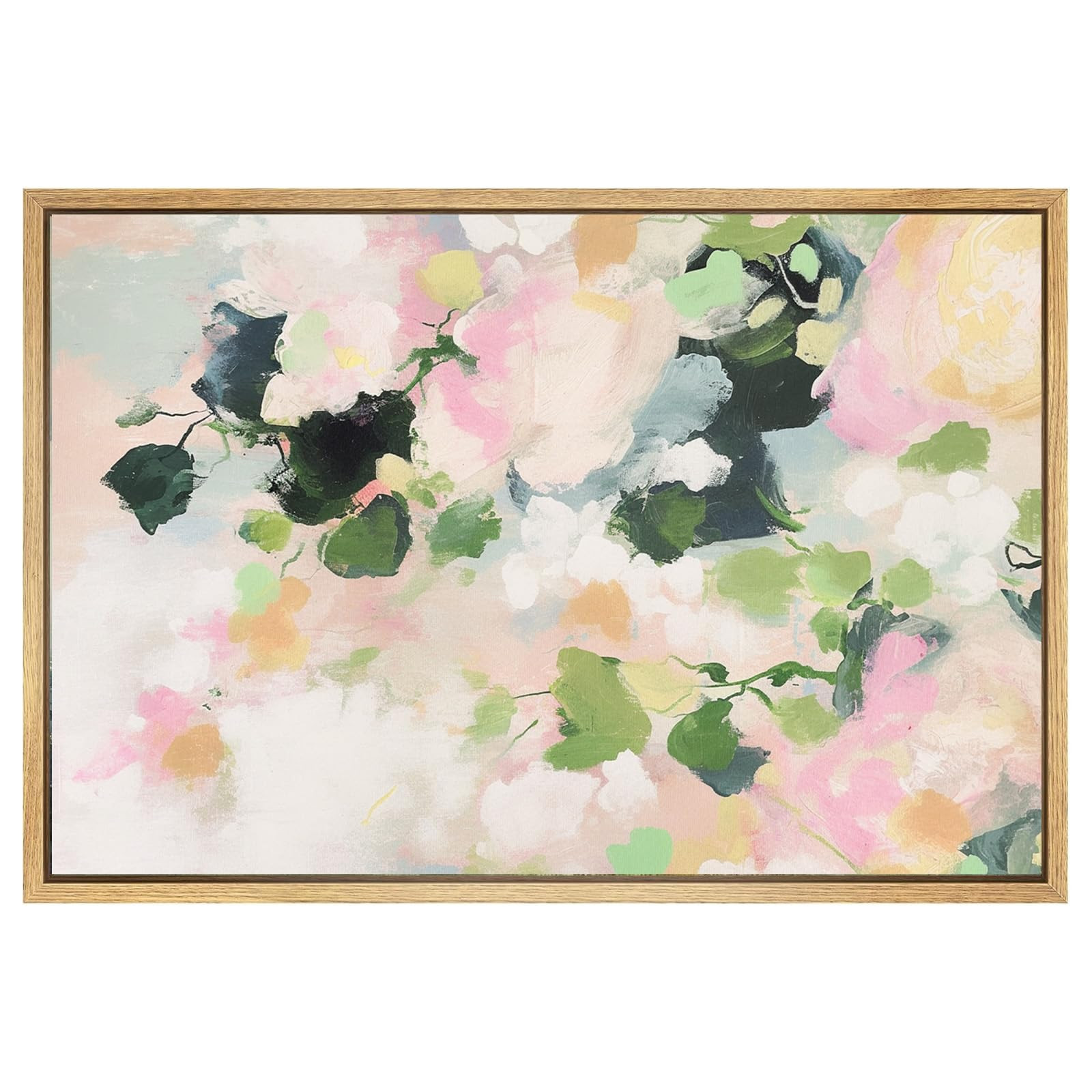 Pink Green Abstract Wall Art Colorful Abstract Pictures Pink Green Flowers Wall Art Modern Abstra... | Amazon (US)