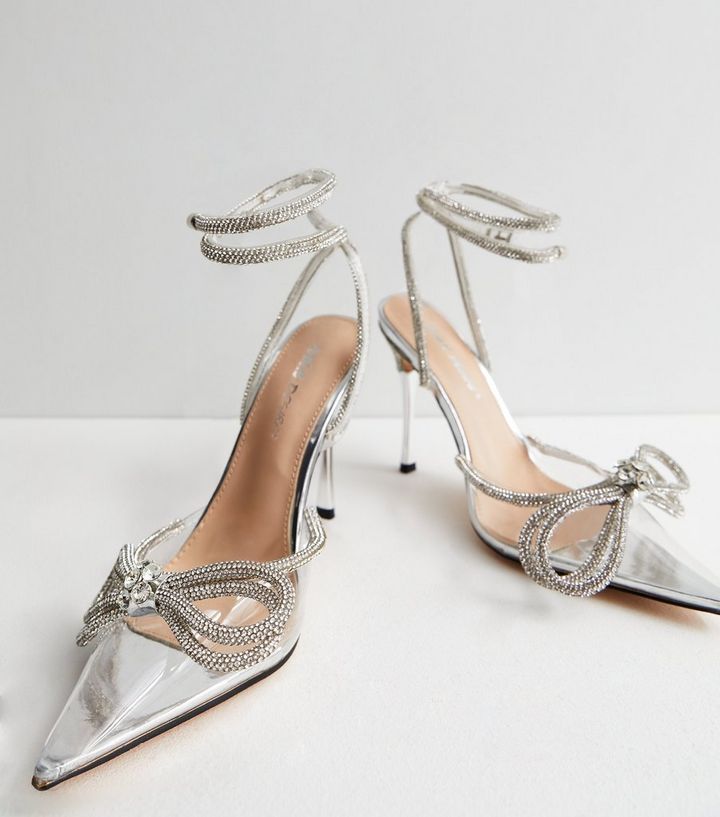 Public Desire Silver Diamanté Pointed Stiletto Heel Sandals
						
						Add to Saved Items
				... | New Look (UK)