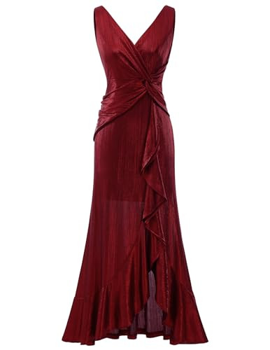 BeryLove Prom Dress Shiny Formal Gowns and Evening Dresses Cocktail Party Dress Birthday Wrap Club & Night Out Evening Dress S0022 Burgundy M | Amazon (US)