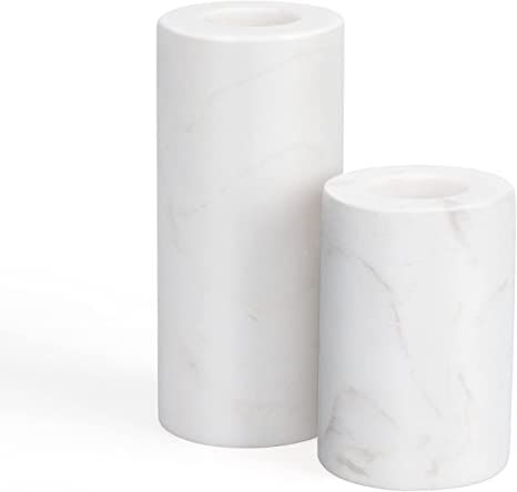 WORHE Candle Holders True Natural Marble with 0.35" Thick, Set of 2 Decorative Candlestick Holder... | Amazon (US)