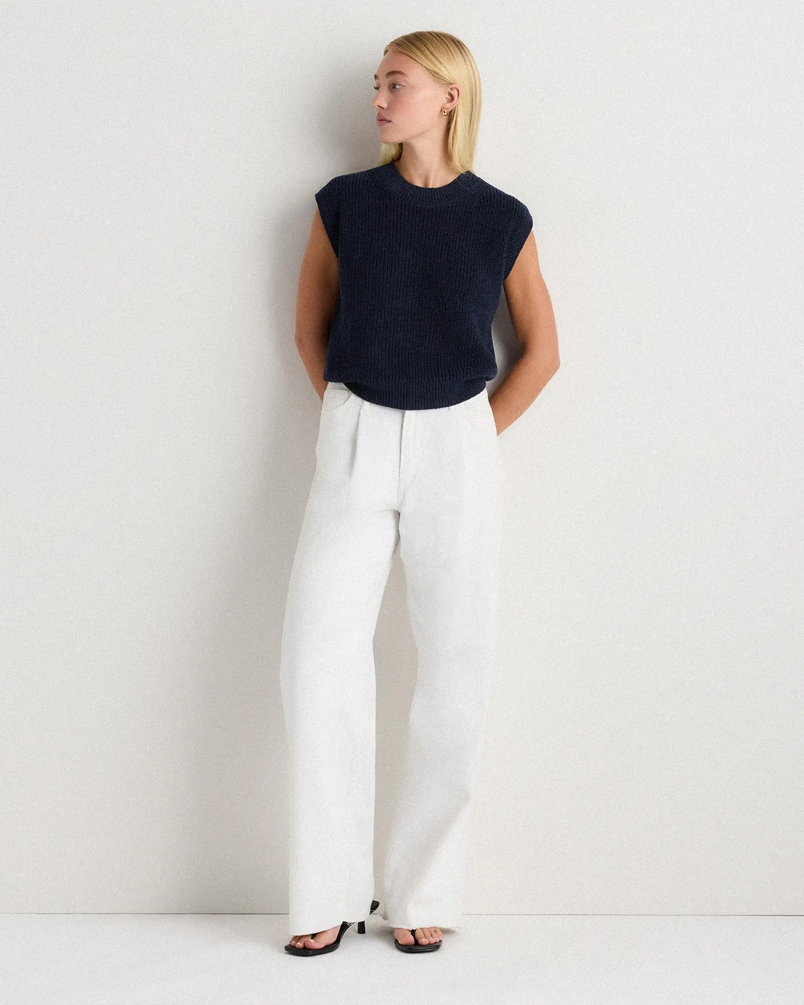 Cotton Linen Sweater Tank in Sandstone Beige | Quince