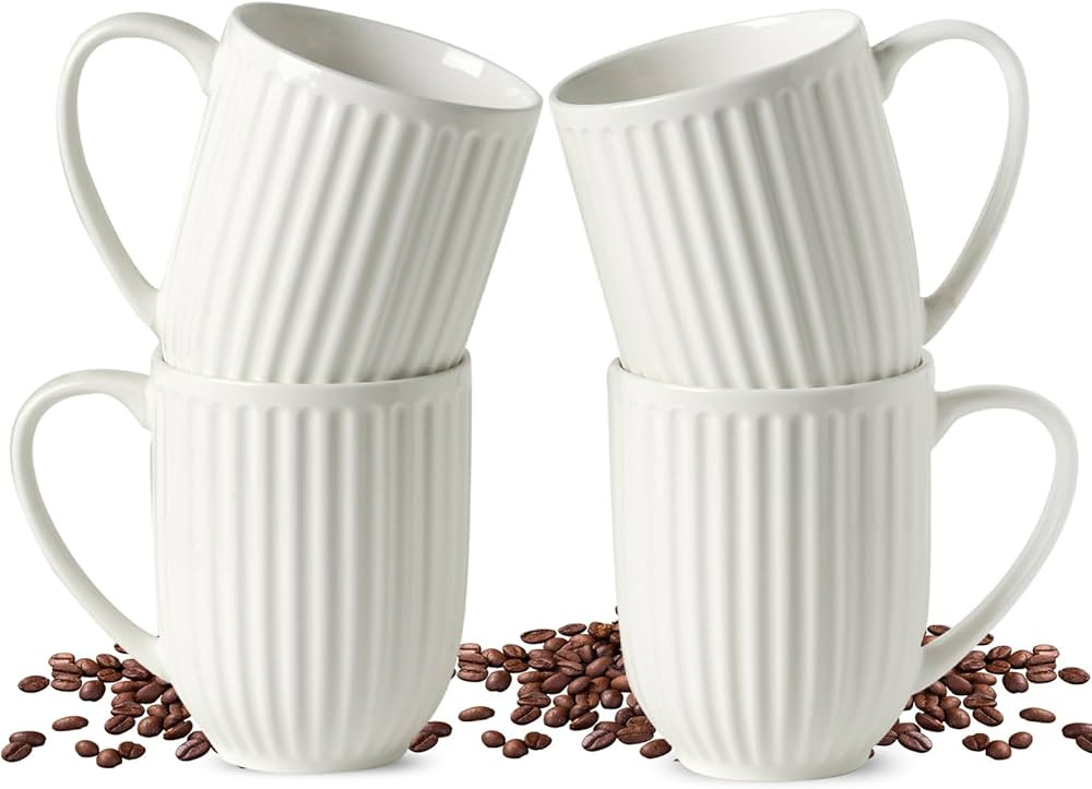 Hasense Coffee Mugs Set of 4, 16 Oz Coffee Mugs with Big Handle, Large Modern White Ceramic Coffe... | Amazon (US)