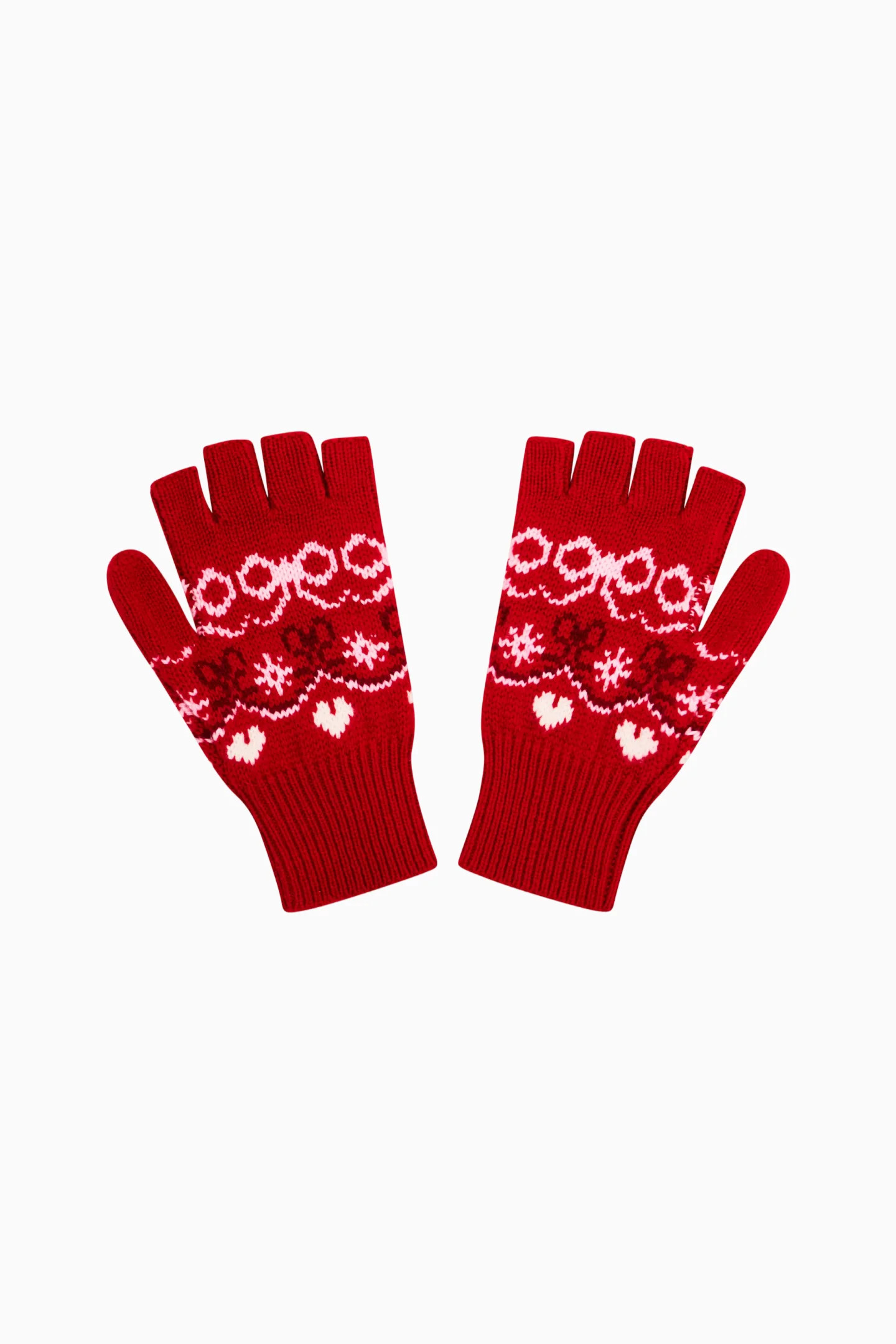 Emeri Wool Fair Isle Fingerless Gloves | LoveShackFancy
