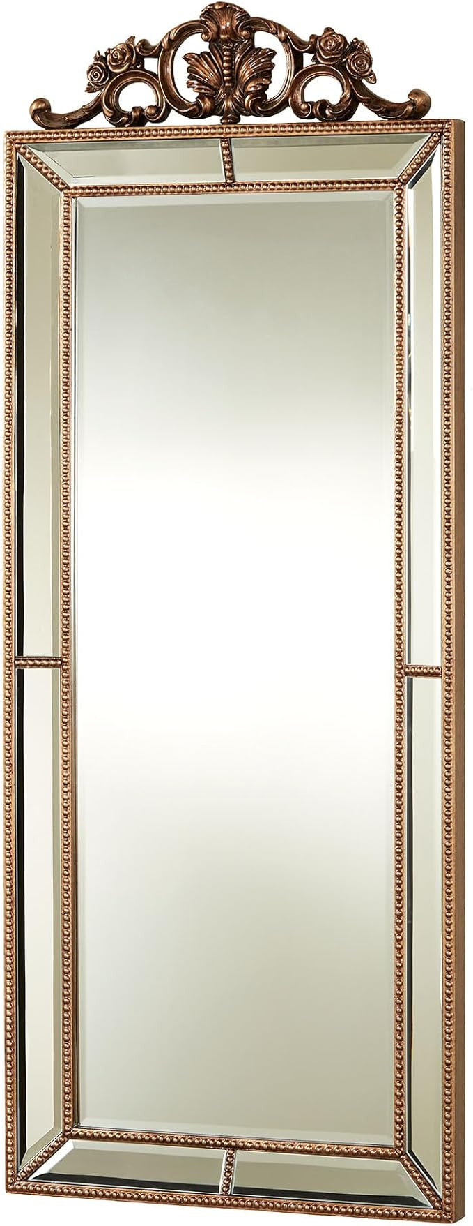 Felix Wall Mirror | Rectangular Beveled Glass with Light Bronze Finish | Resin Bead Trim, Acanthu... | Amazon (US)