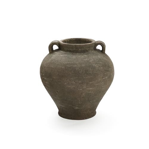 LuxenHome Rustic Large Flower Vase,14'' Tall Brown Terracotta Cauldron Vase | Amazon (US)