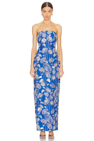 MILLY Orion Sequin Embellished Linen Dress in Blue & White from Revolve.com | Revolve Clothing (Global)