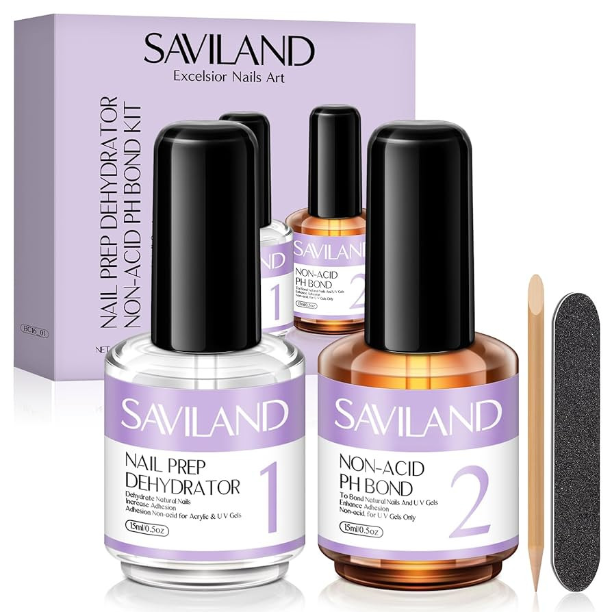 Saviland Nail Primer and Dehydrator- Acid Free Natural Nail Dehydrator and Nail Primer & Protein ... | Amazon (UK)