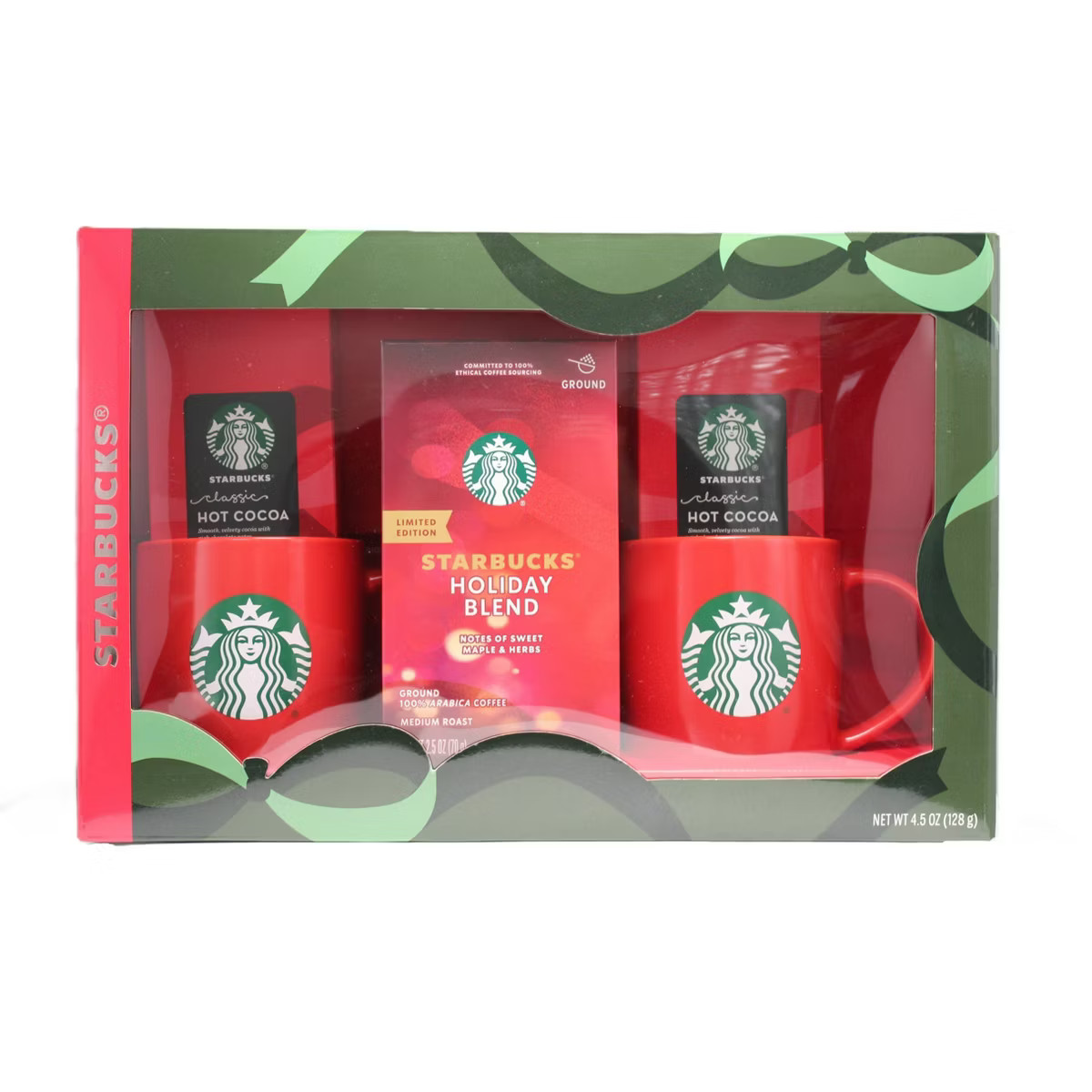 Starbucks Mugs with Holiday Blend Medium Roast Ground Coffee and Cocoa Gift Set - 4.5oz/5pc | Target