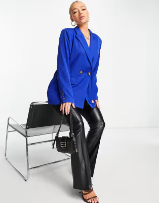 NaaNaa oversized dad blazer in indigo blue | ASOS (Global)