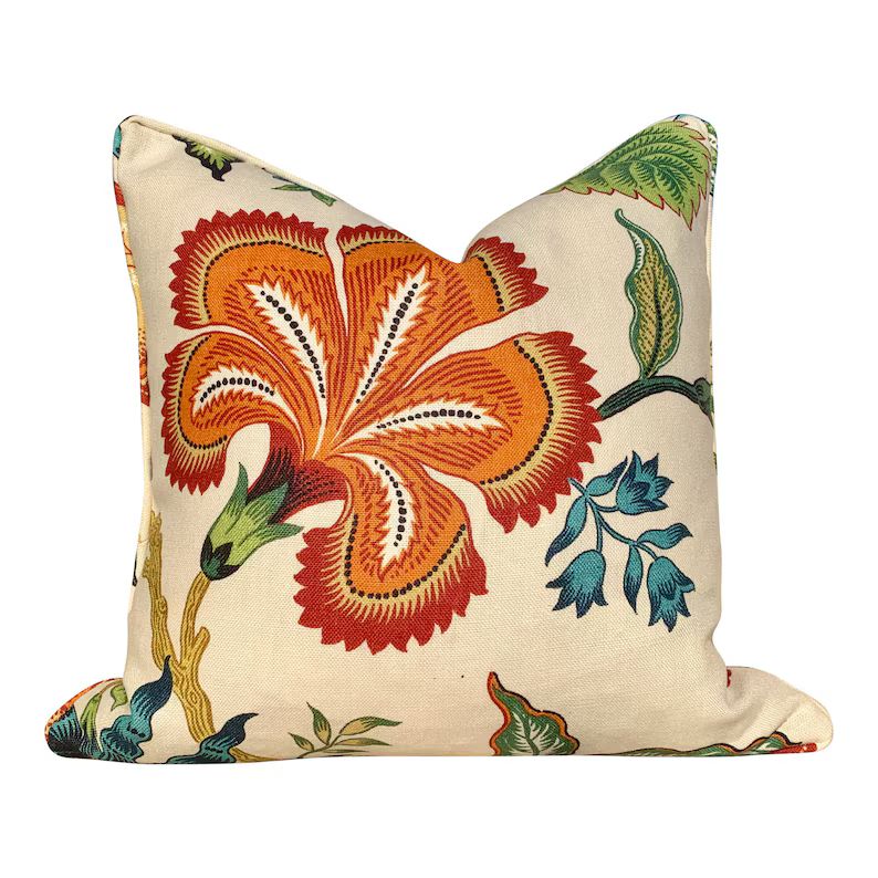 Schumacher Hothouse Floral Pillow in Hot Spark. Lumbar Floral Pillow. | Etsy (US)