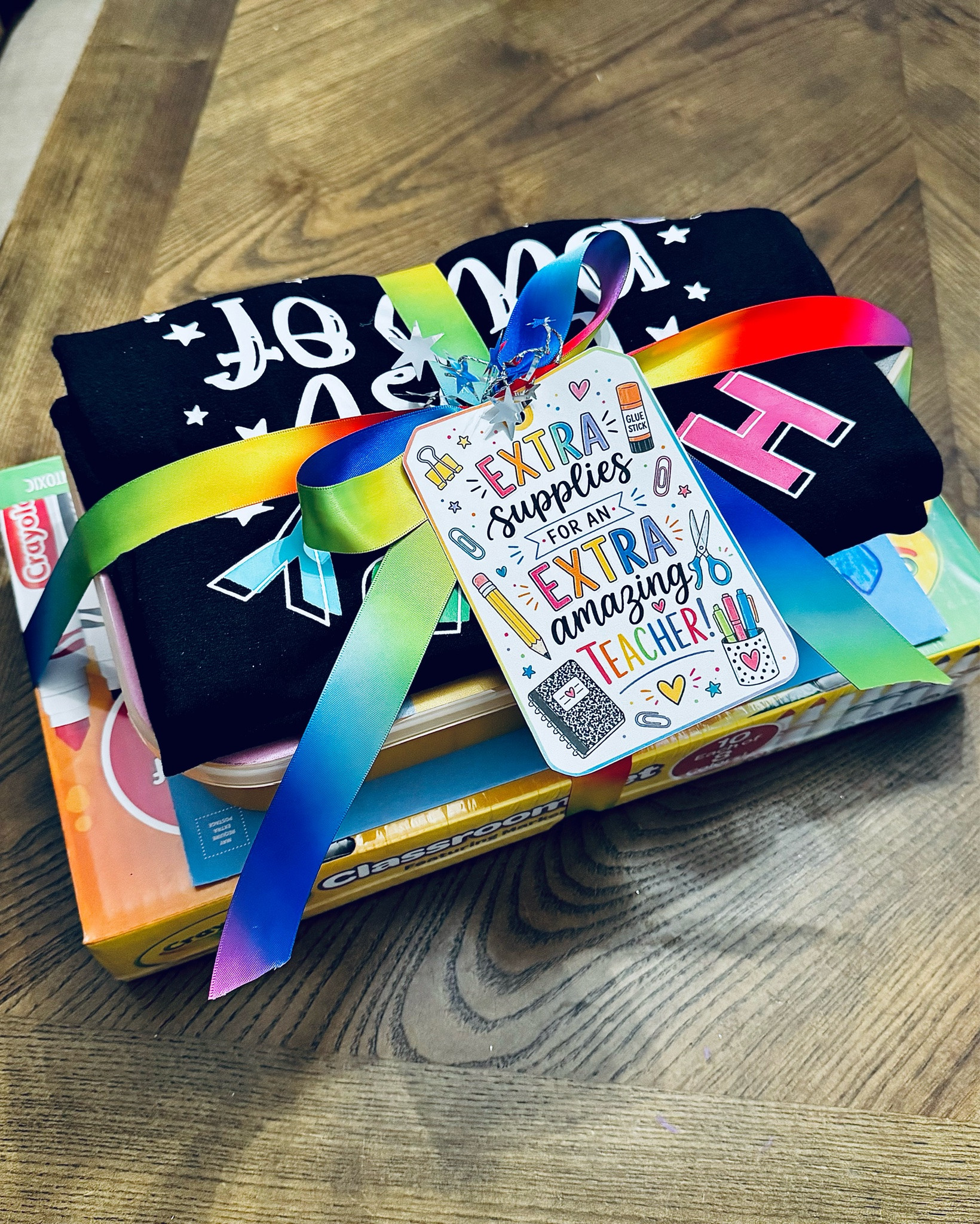 Day 4 of Teacher Appreciation Week and today may have been my favorite yet! 🥹🌈✏️

We surprised our teachers with “extra supplies for an EXTRA amazing teacher” bins filled with all the fun classroom essentials — rainbow Expo markers, pencils, glue sticks, rewards, sticky notes, last day of school tees, and Target gift cards! ❤️

But honestly, the most special part was the personalized thank you cards signed by every student in the class. Seeing all those little messages of love and appreciation just melts me. These teachers pour so much into our kids every single day, and it feels so good to spoil them a little in return. 🥰

Huge shoutout to our specials teachers too for helping us pull this off without anyone finding out! The surprise made it even more fun! 🎉