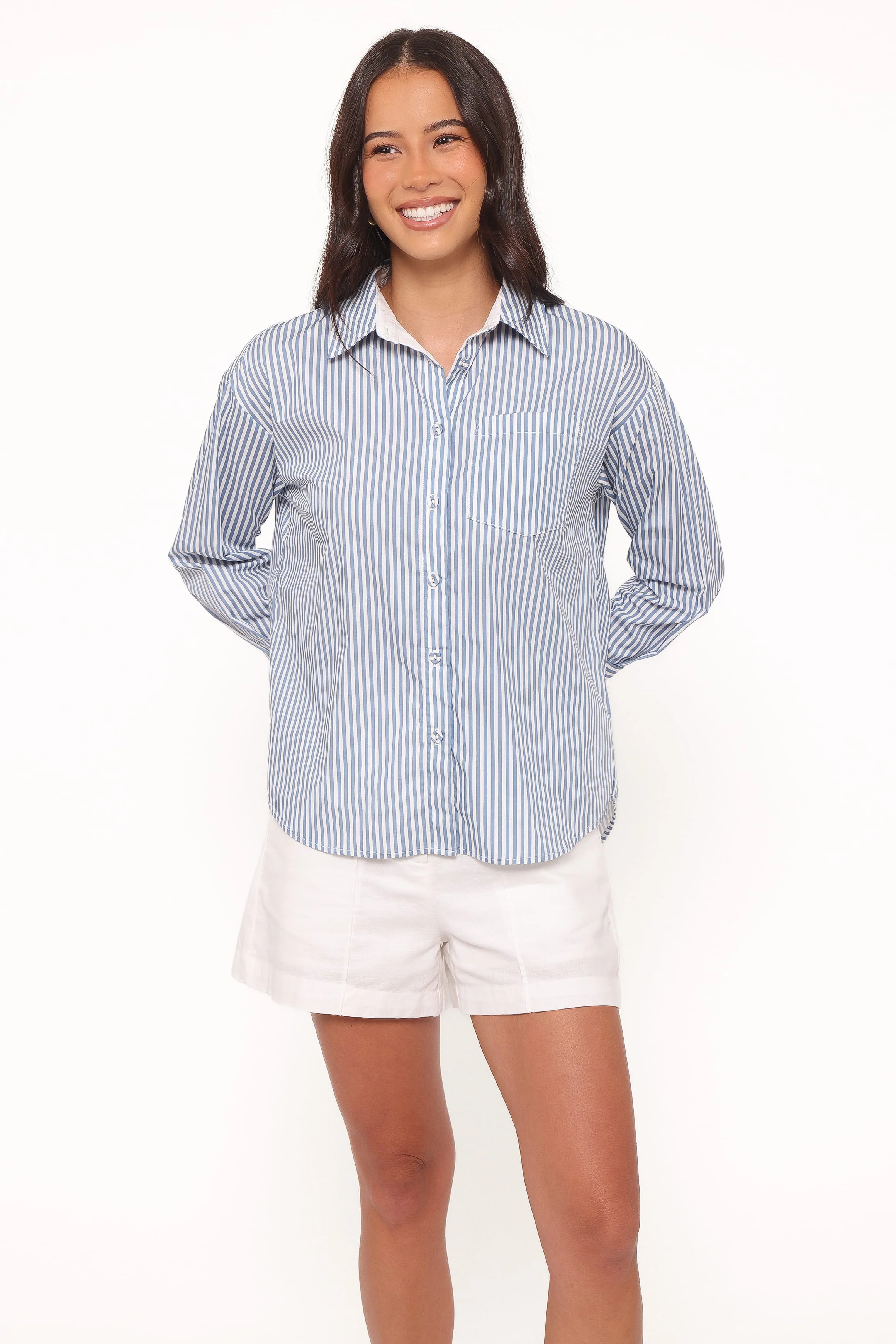 Jackson Button Up Shirt - Blue Stripe | Petal & Pup (US)