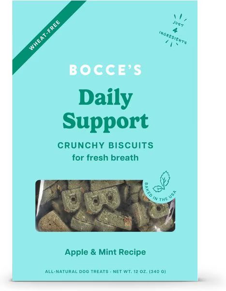 Bocce's Bakery Daily Support Breath Aid Apple & Mint Recipe Dog Treat, 12-oz box | Chewy.com