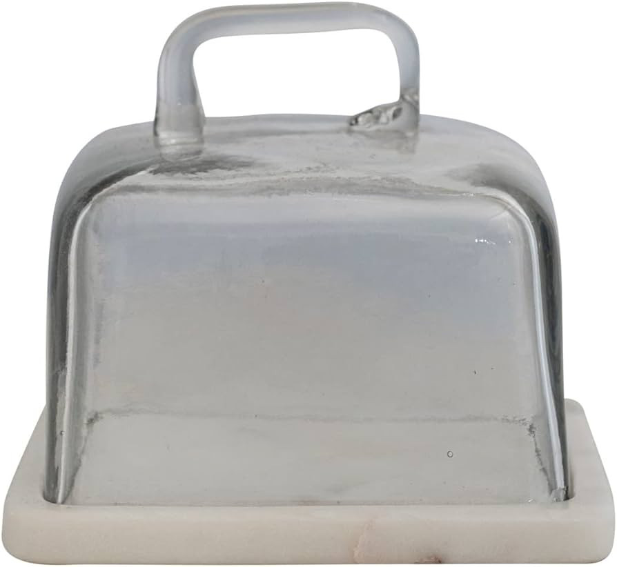 Glass Cloche with Marble Base, Clear and White | Amazon (US)