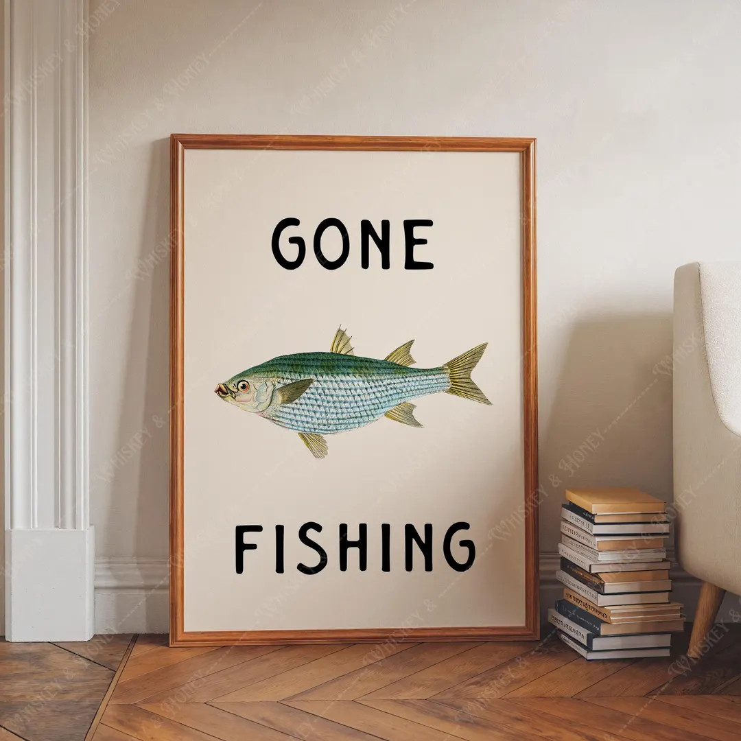 Digital Download | Gone Fishing Art Print | Cute Wall Art | Boys Room Art Print | Fishing Poster ... | Etsy (US)